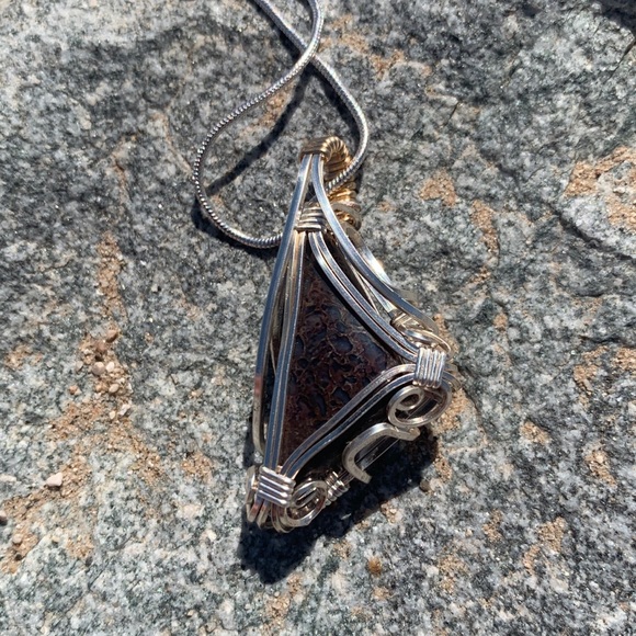 Dinosaur/Dragon’s Bone Wire Wrapped Necklace • Handmade Jewelry - Picture 7 of 9